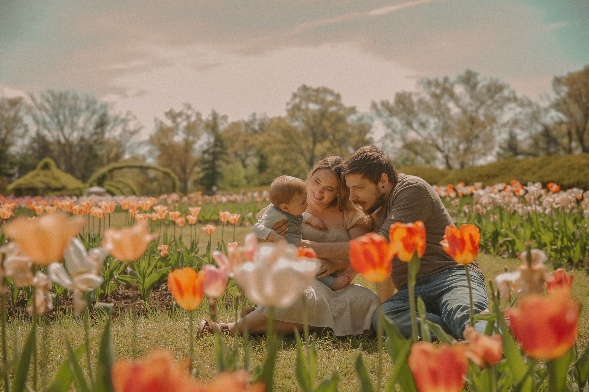 Best time to book spring family photos in Connecticut with blooming flowers